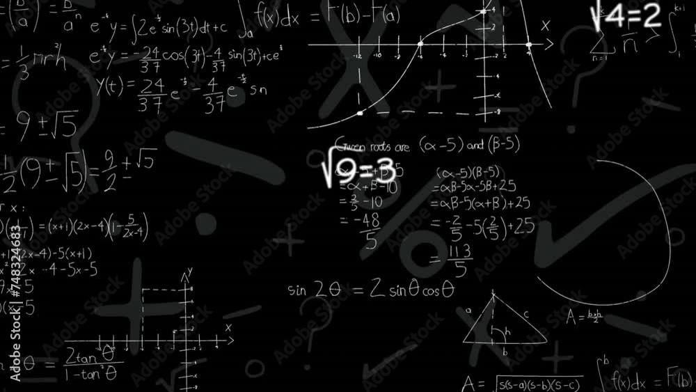 Animation of mathematical equations on black background Animation of mathematical equations on black background