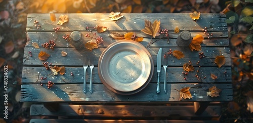 thanksgiving dinner, table with dinnerware, knife and fork