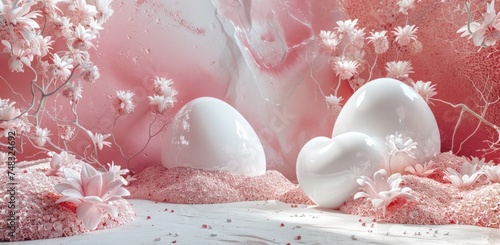 red and white background with hearts