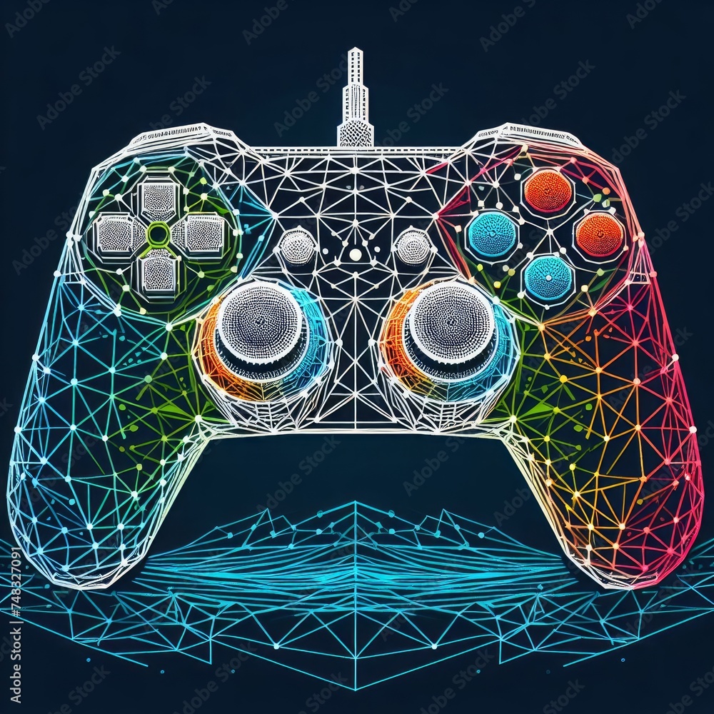 An abstract vector image depicting a joystick for video games in a low ...