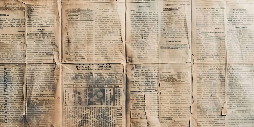 Newspaper paper grunge vintage old aged texture background.