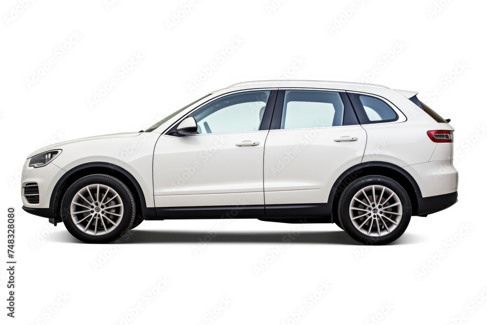 white SUV car is isolated on white background with clipping path. white SUV car is isolated on white background with clipping path.