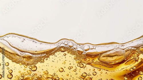 Close up of oil and water lubricant liquid on the white background