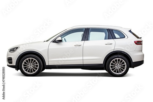 white SUV car is isolated on white background with clipping path.