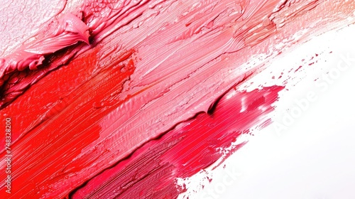 Lipstick or blusher abstract strokes smudges background texture multi colored red blush isolated on white background