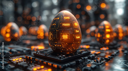 Hi-Tech Festivities: Abstract Easter Decorations with Fiber Optic Elements and Artificial Intelligence.