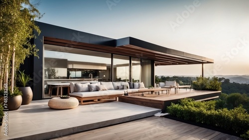 Modern villa with a rooftop terrace, providing panoramic views and an ideal space for outdoor entertainment © Damian Sobczyk