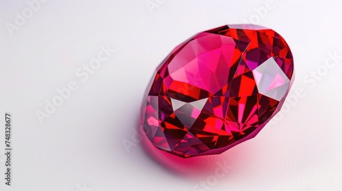 Red Ruby gemstone Round Cut isolate on white background  close up shot
