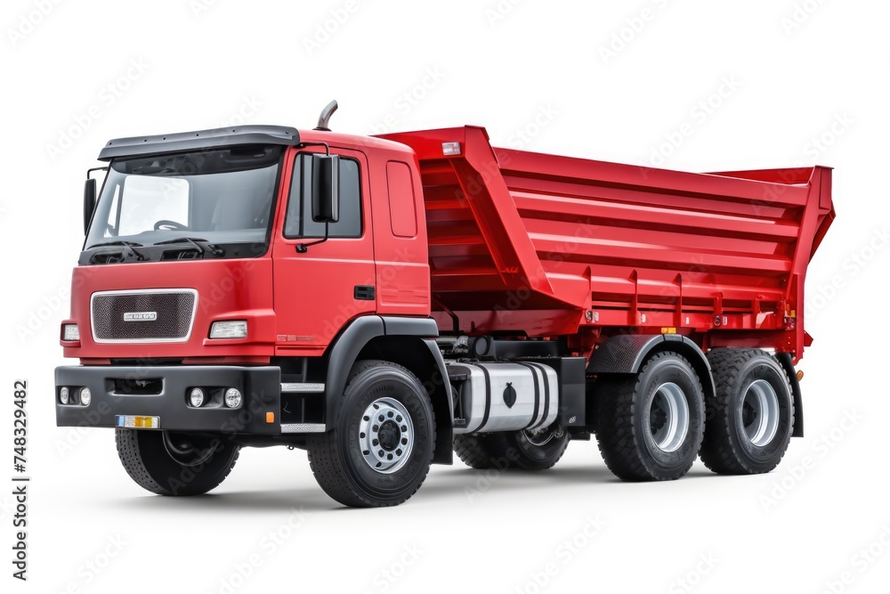 new red dump truck isolated on white new red dump truck isolated on white