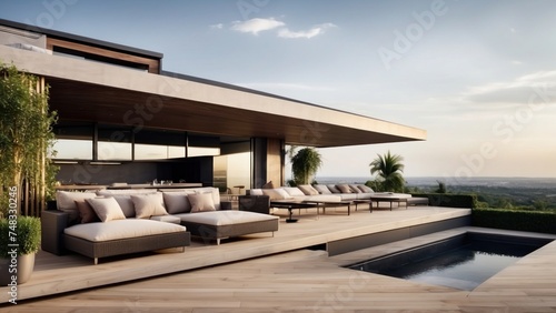 Modern villa with a rooftop terrace, providing panoramic views and an ideal space for outdoor entertainment