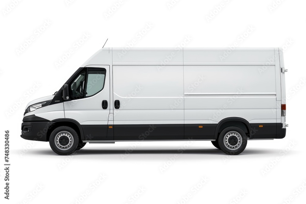 Isolated side view of modern cargo delivery van. Isolated side view of modern cargo delivery van.