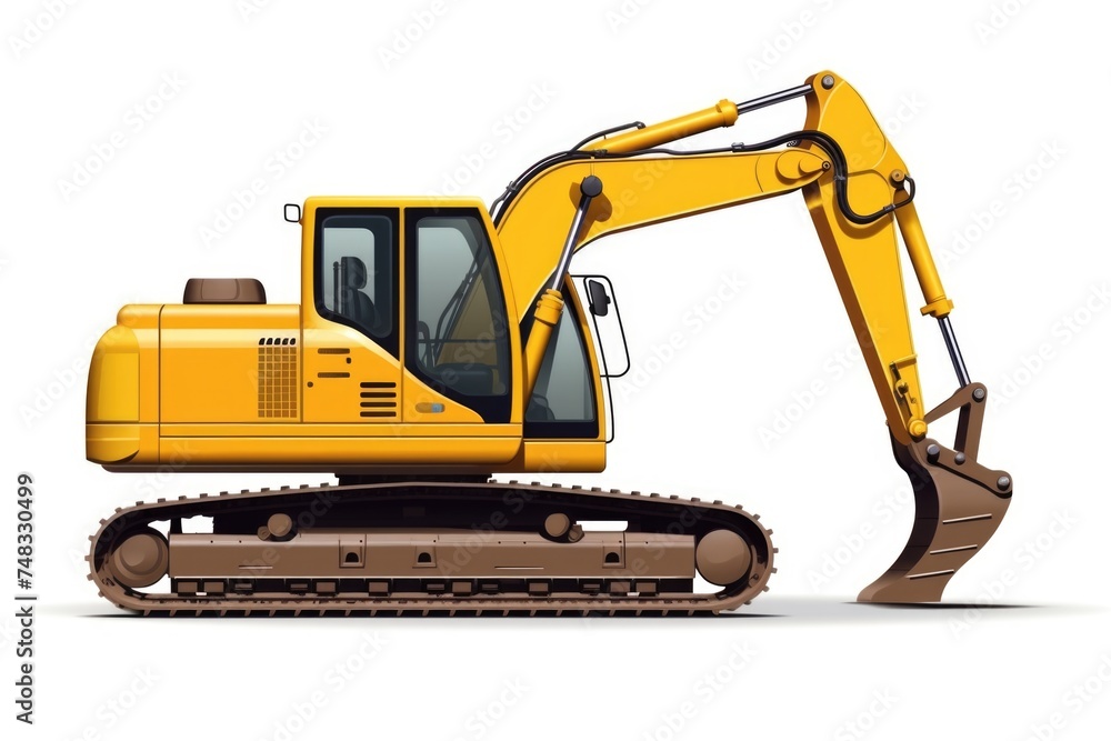 Obraz premium Powerful crawler excavator for construction isolated on white background.
