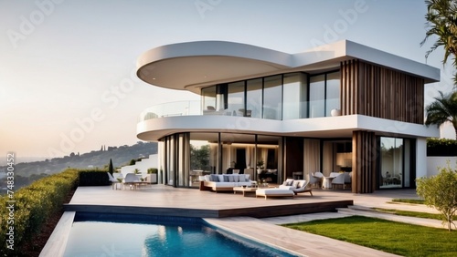 Wallpaper Mural Modern villa with a rooftop terrace, providing panoramic views and an ideal space for outdoor entertainment Torontodigital.ca