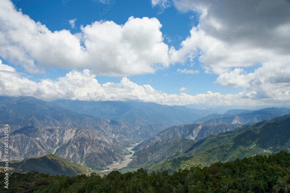 Aerial view of the Chicamocha Canyon, a spectacular mountain scenery Colombia