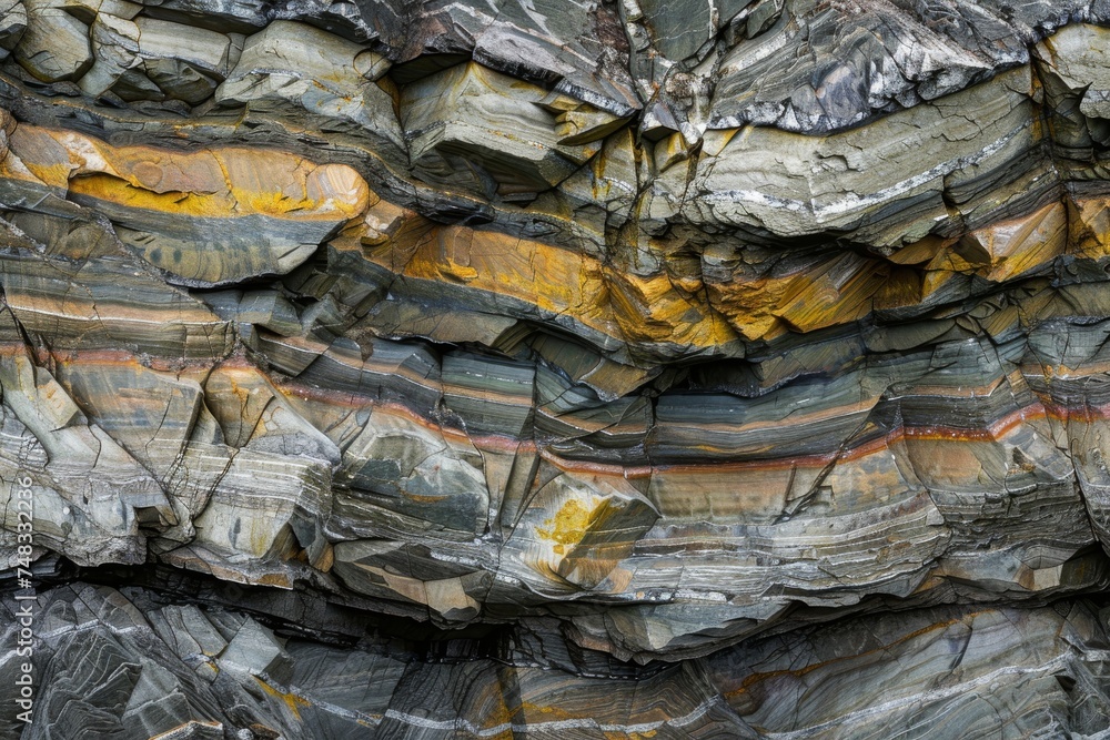 Close-up of detailed rock layers and patterns showing geological time and erosion