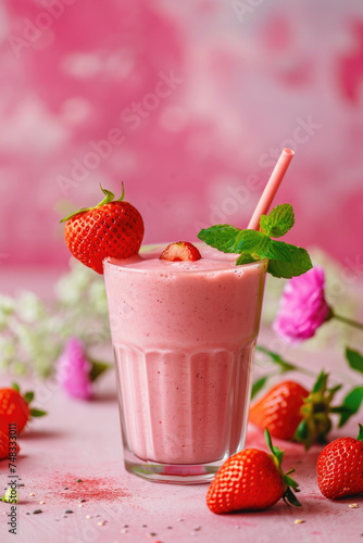 red berry smoothie milkshake juice for wellness diet cleanse juicing organic homemade healthy with warm pink pastel background in magazine editorial studio setting mixer recipe raspberry strawberry 