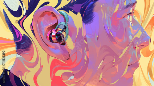 Colorful Abstract with Hearing Aid