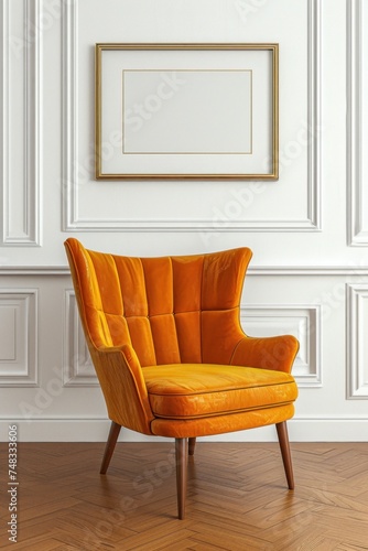 Orange Chair in Front of White Wall