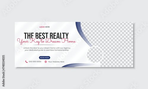 Modern creative real estate house or home sale social media facebook timeline cover or web banner advertising marketing ads promotion, new trendy editable layout template design, easy to use vector