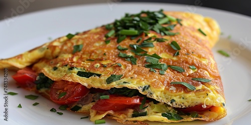 healthy breakfast egg omelette stuffed with vegetable