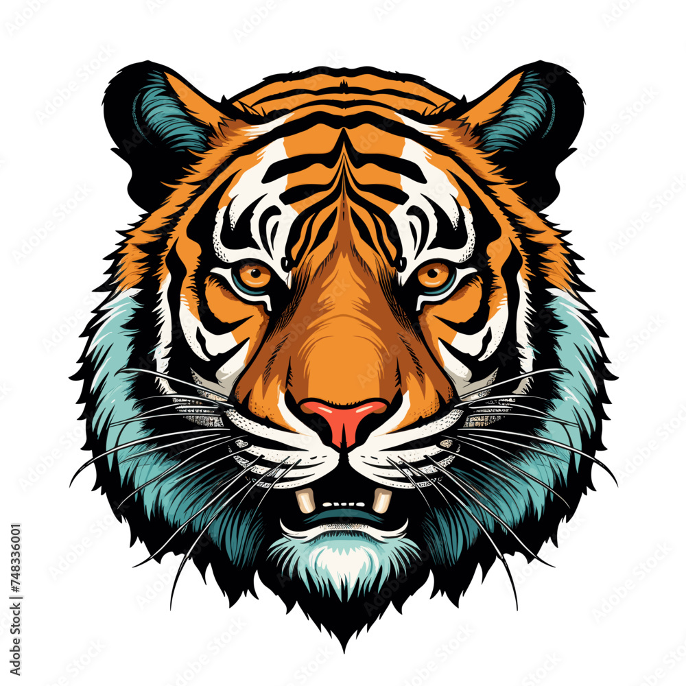 Wilder Tiger Porträt Illustration Vektor isoliert transparent hintergrund