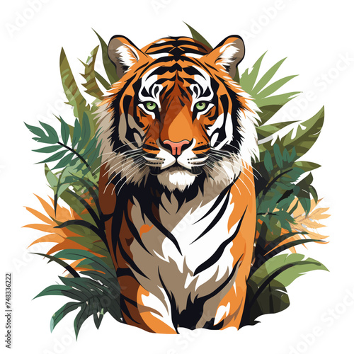 Illustration eines Tigers im Dschungel Vektor isoliert transparent hintergrund photo
