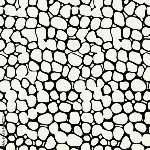Vector seamless pattern. Abstract dotted texture. Monochrome warped surface. Creative spotty background. Monochrome scattered spots. Can be used as swatch for illustrator.