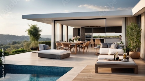 Modern villa with a rooftop terrace, providing panoramic views and an ideal space for outdoor entertainment © Damian Sobczyk