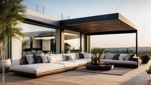 Modern villa with a rooftop terrace, providing panoramic views and an ideal space for outdoor entertainment