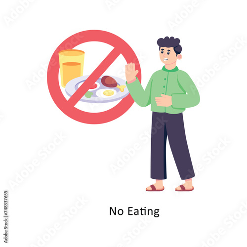 No Eating Flat Style Design Vector illustration. Stock illustration