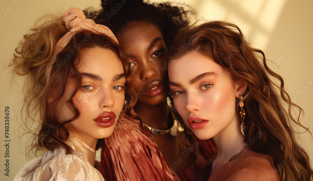 Obraz premium Portrait of a group young multiracial women standing together 