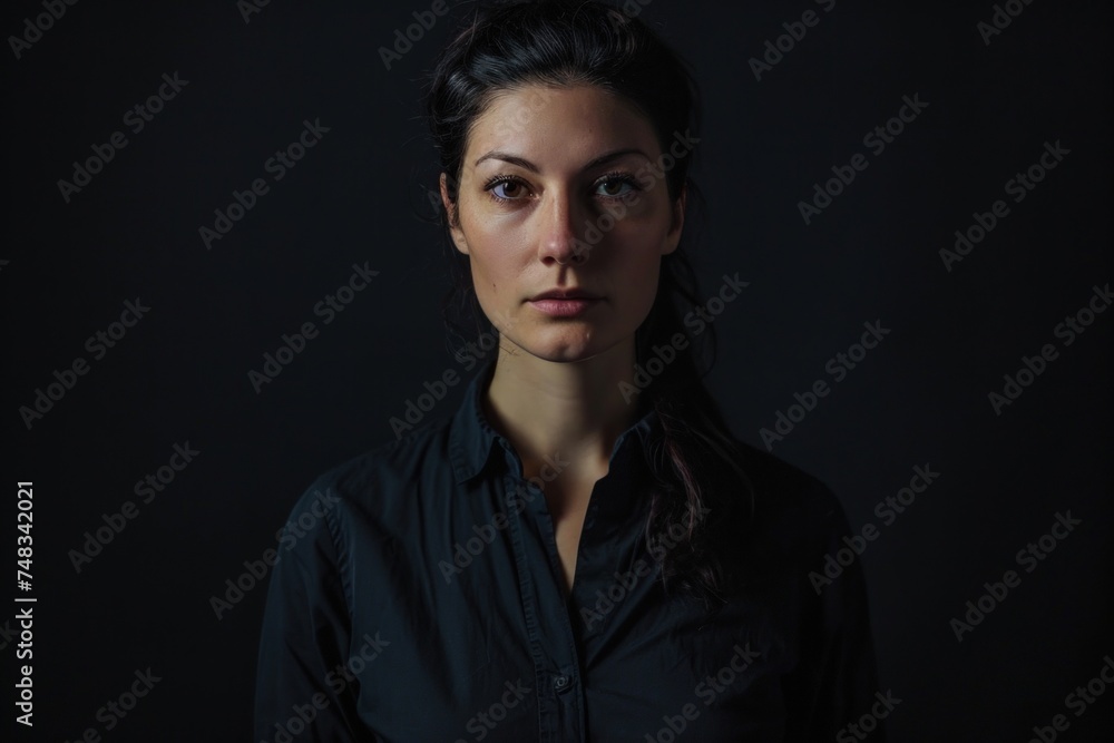 a woman in a black shirt