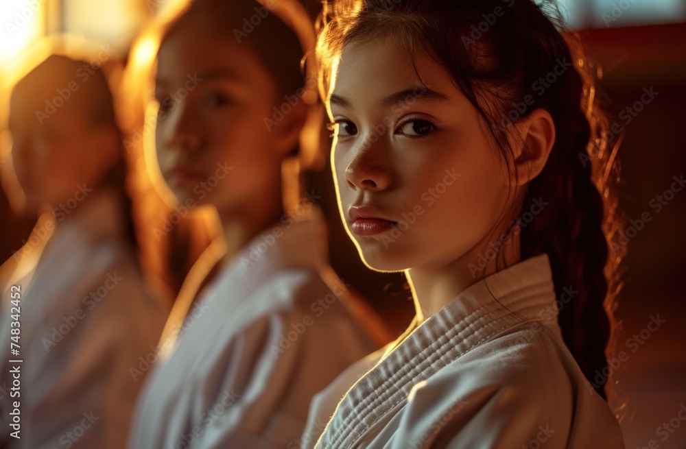 a group of girls in white robes a group of girls in white robes