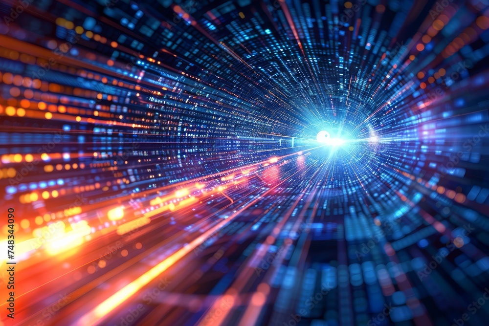Vibrant abstract image representing high-speed data transfer on a digital information highway in cyberspace Vibrant abstract image representing high-speed data transfer on a digital information highway in cyberspace
