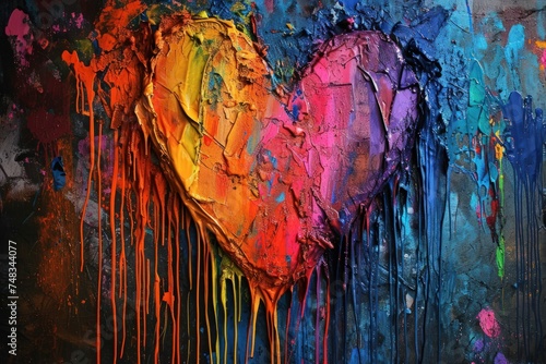 a heart painted with paint dripping photo