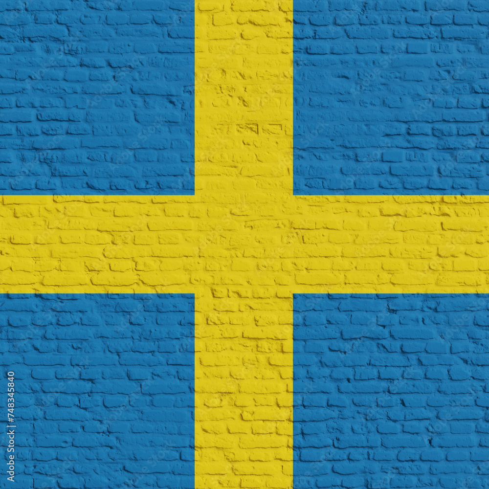 Brick Wall With Flag Of Sweden