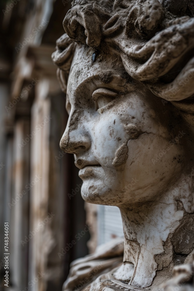 a statue of a woman's face