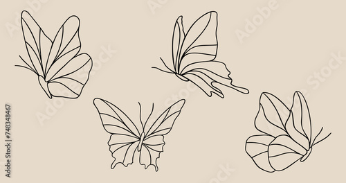 Butterfly Line Art Bundle | Elegant Abstract Butterflies