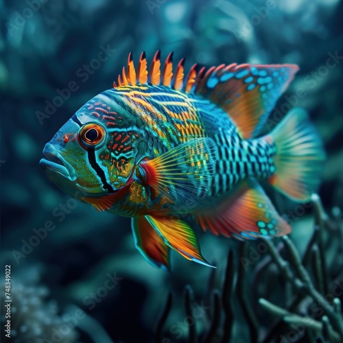 a colorful fish swimming in water