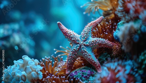 a starfish in an underwater reef photo