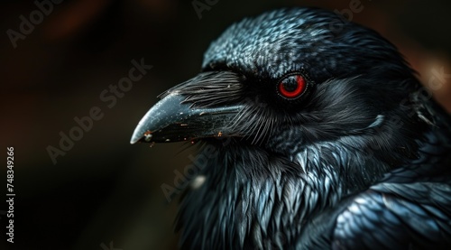 a close up of a black bird