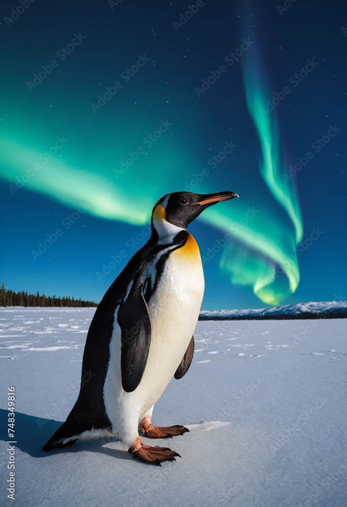 Fototapeta premium An emperor penguin on an iceberg in Antarctica