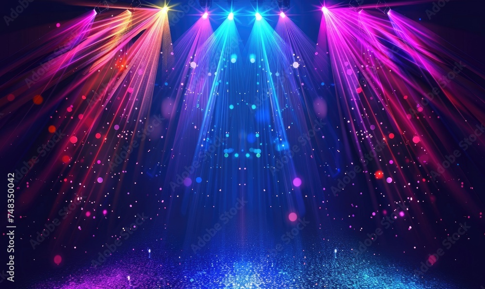 Colorful disco party light spots background