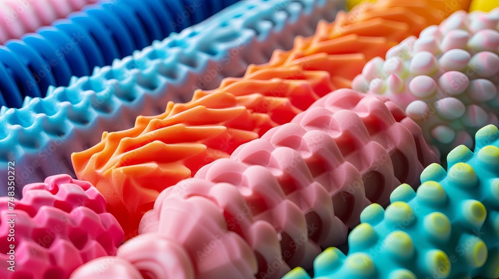 A close - up shot of different foam roller, colorful