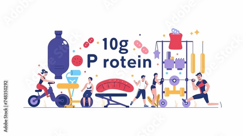 a Font writing "10g Protein" healthy gym style vector illustration ,minimalism, simple design