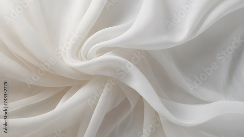 Draped light white sheer fabric texture surface. Texture, background, pattern, template. 3D vector illustration