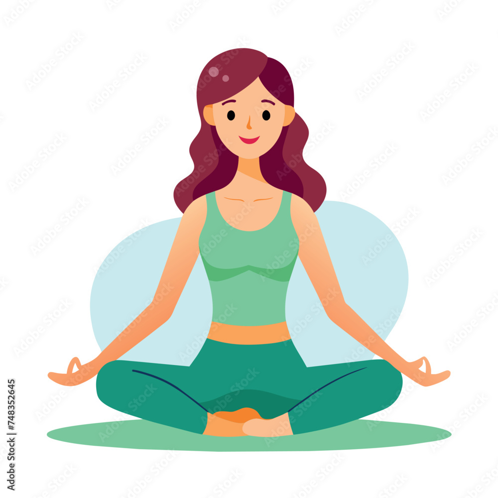Women Yoga Vector Art Illustration on white background