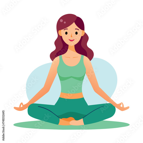 Women Yoga Vector Art Illustration on white background