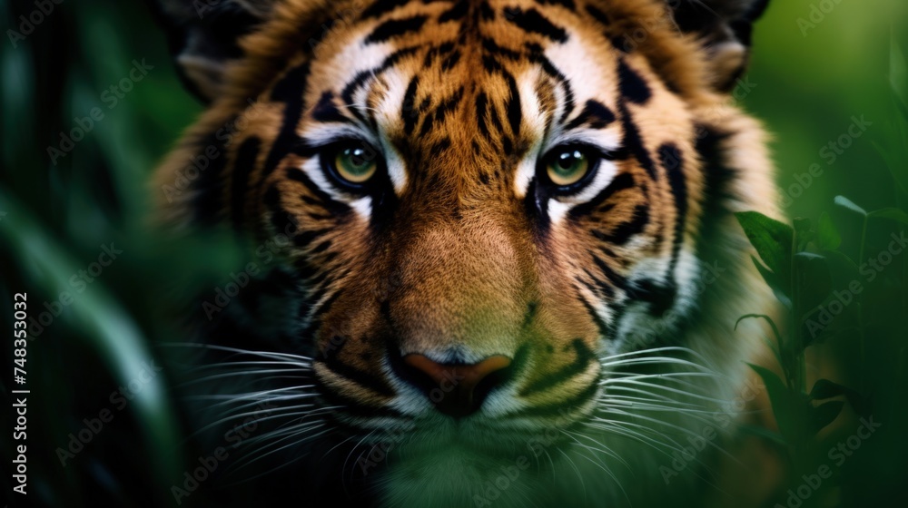 Naklejka premium a close up of a tiger's face