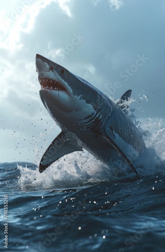 a shark jumping out of the water